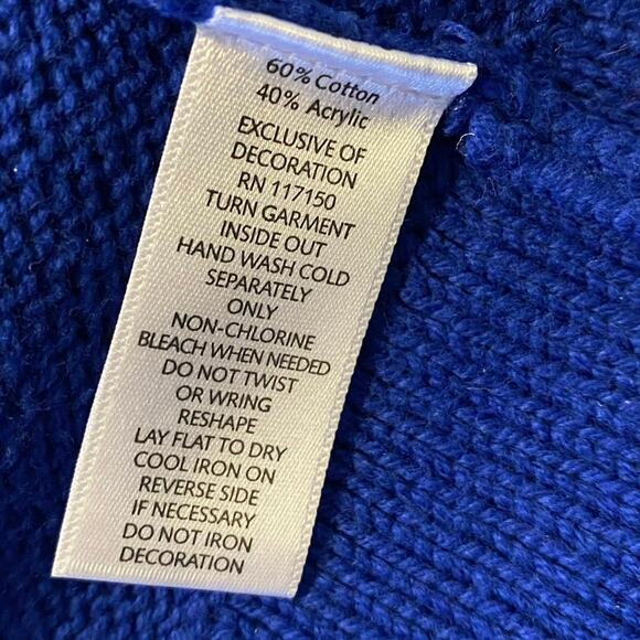 QUACKER FACTORY Blue Holiday 
 Pet Zip‎ Front Cardigan Sweater XL quirky cottage - Picture 6 of 7